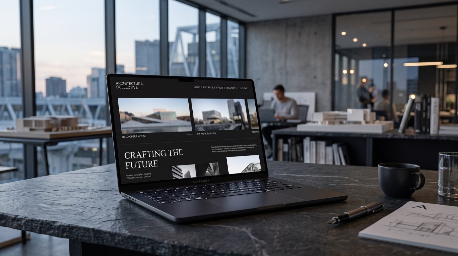 Concepto visual de sitio web para estudio de arquitectura
